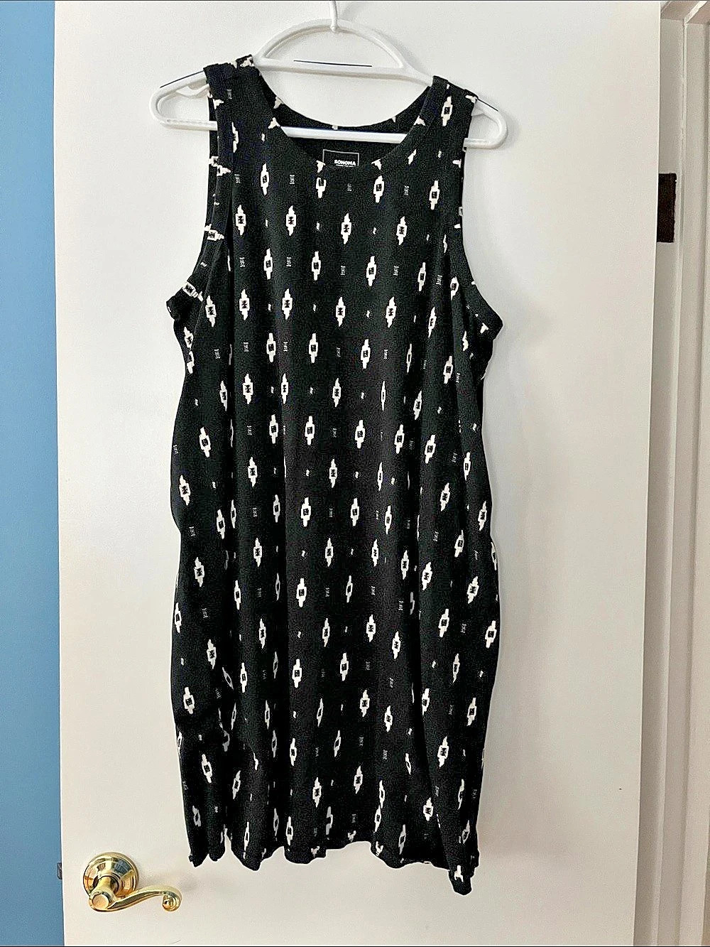 Sonoma Geometric Mini Dress in Black & White Size XXL